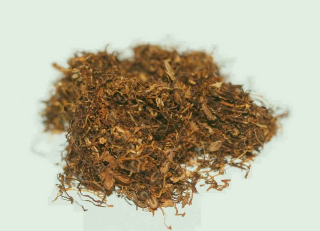 A close-up view of blended filler tobacco